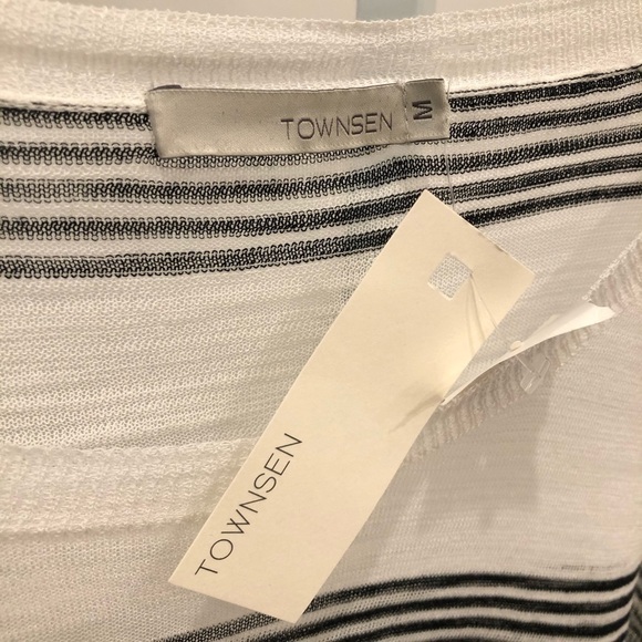 Townsen Women’s Zuma Slub-Knit White and Black Striped Sweater M - Picture 8 of 10